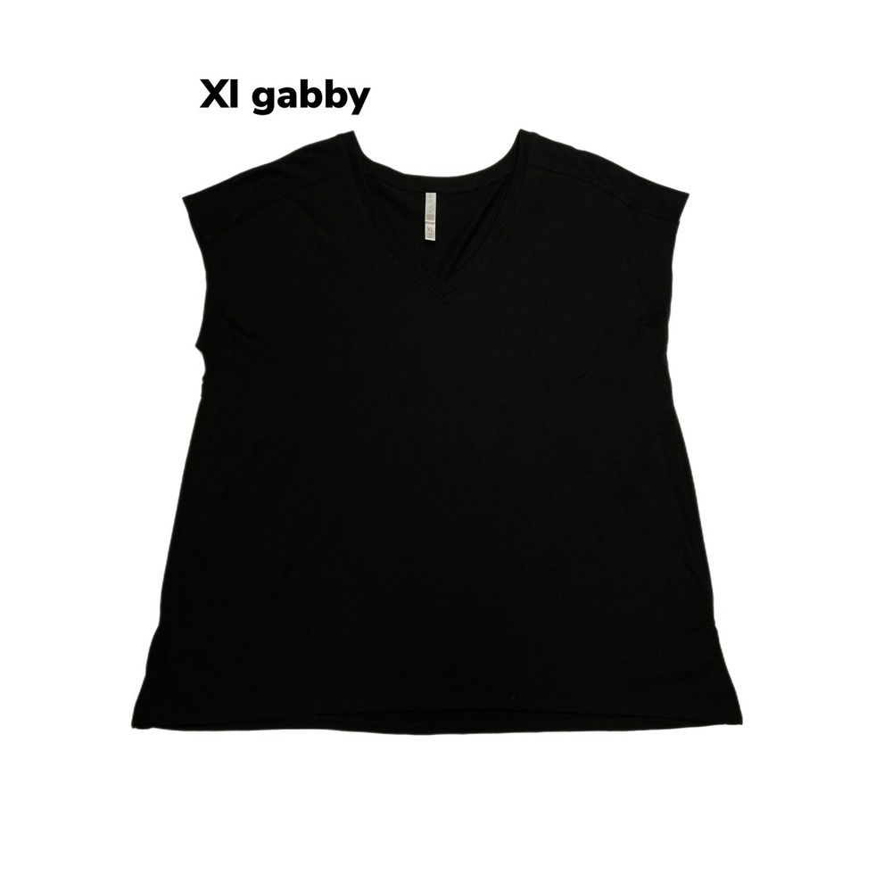Xl Lularoe Gabby V-neck Tee Solid Black Soft Fits 18/20